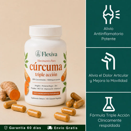 Flexiva - Cápsulas Premium de Triple Acción Antiinflamatoria